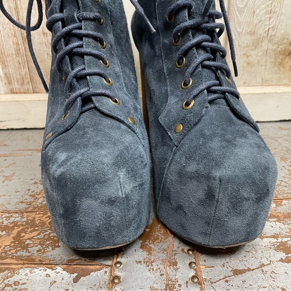 Jeffery Campbell Lita Blue Suede Lace Up Platforms - Picture 4 of 15